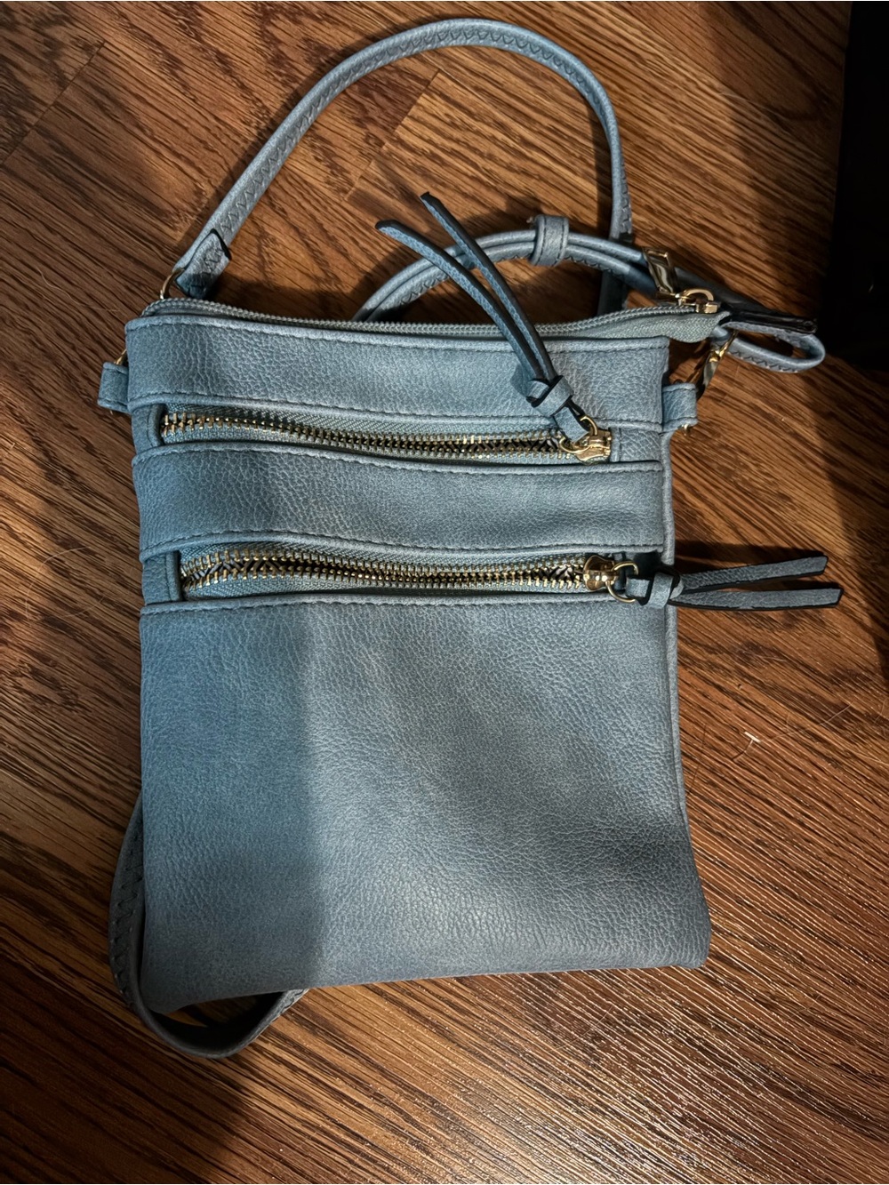 Leather Crossbody Bag in Slate Blue - Stylish Everyday Carry